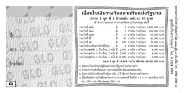 อัตราจ่ายหวยรัฐบาลแบบลอตเตอรี่